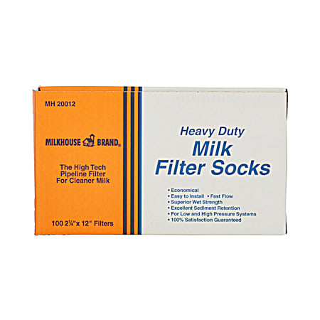 2-1/4 in x 12 in Heavy-Duty Milk Filter Socks - 100 Pk