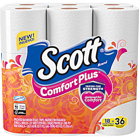 Comfort Plus Unscented Double Roll Bath Tissue - 18 Pk