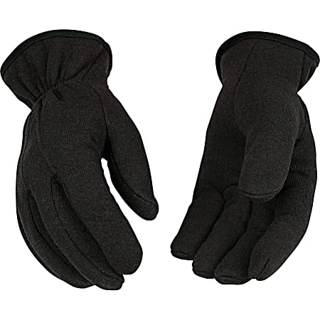 Men's Brown Lined Jersey Gloves