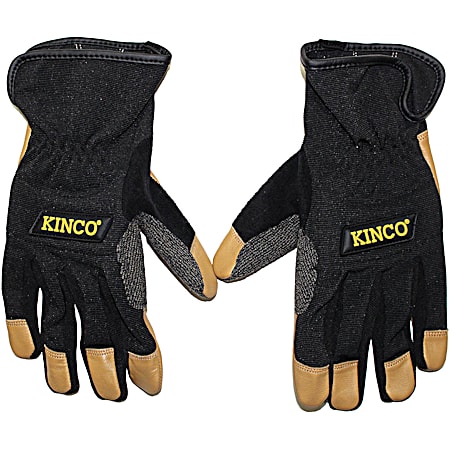 Adult KincoPro Black with Synthetic/Goatskin Gloves w/TPR Knuckle Protection
