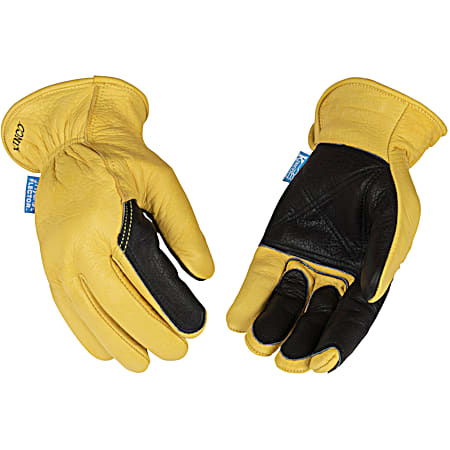 Adult HydroFlector Tan Water Resistant Buffalo Grain Gloves w/Double Palm