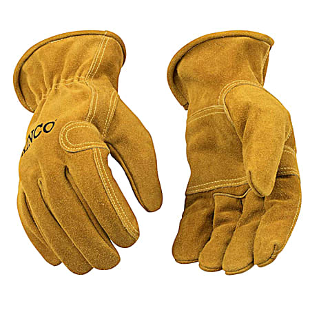 Men's Brown Full Suede Cowhide Gloves