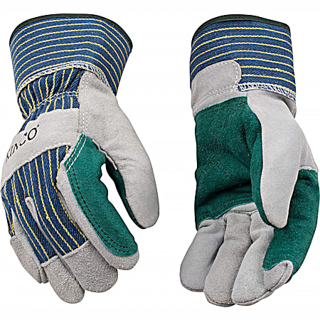 Men's Grey Suede Cowhide/Canvas Gloves