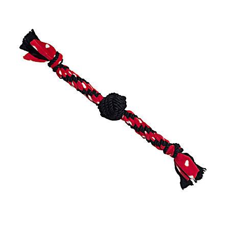 Medium Black & Red Signature Rope Dual Knot w/ Ball Dog Toy