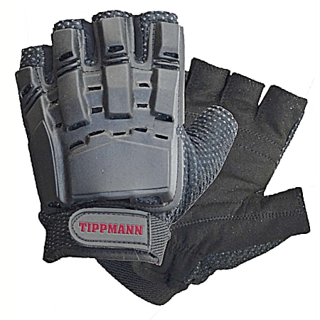 Black OSFM Armored Paintball Half Finger Gloves