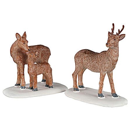 Deer Family - Christmas Village Figurines - Set of 2