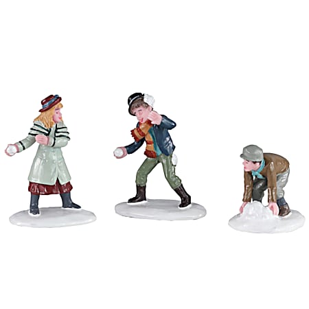 Snowball Skirmish - Christmas Village Figurines - Set of 3