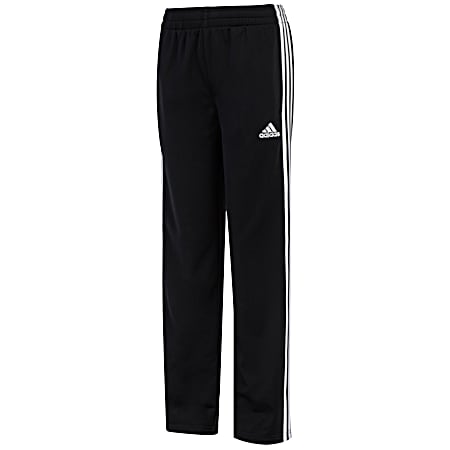 adidas Boys' Black Dazzle White 3-Stripe Polyester Athletic Pants