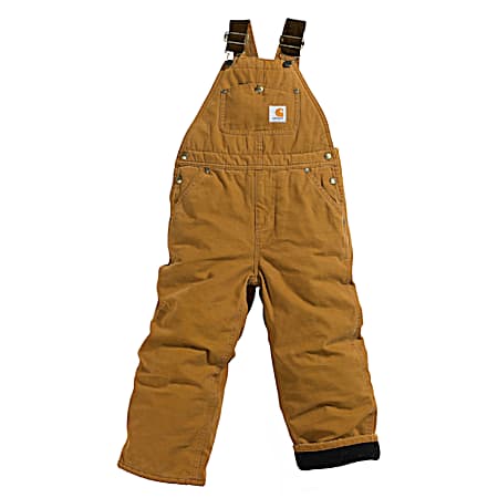 Boys' Carhartt Brown Washed Duck Lined Bib Overall