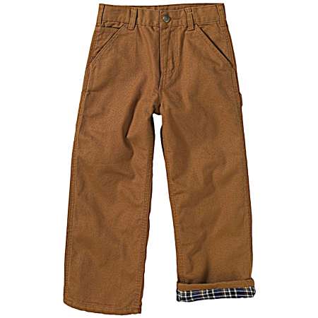Boys' Carhartt Brown Dungaree Flannel Lined Pants