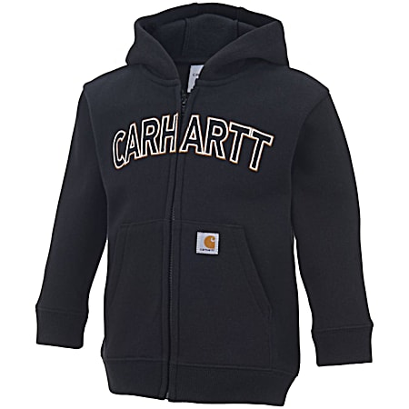 Infant Caviar Black Logo Hooded Full Zip Fleece Jacket