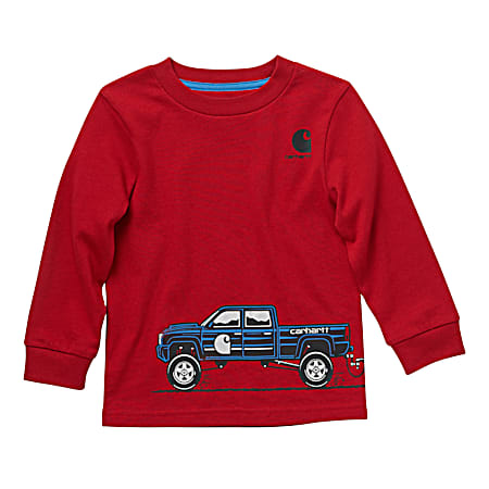 Toddler Boys' Chili Pepper Truck Wrap Graphic Crew Neck Long Sleeve Cotton T-Shirt
