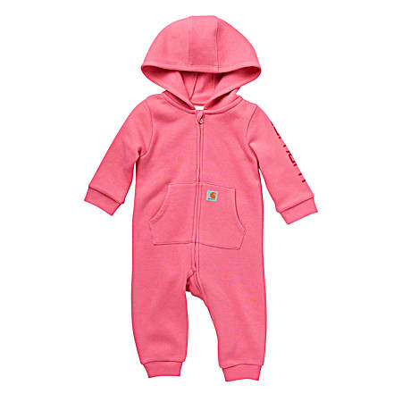 Infant Girls' Pink Lemonade Hooded Long Sleeve Fleece Coveralls