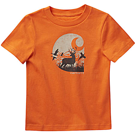 Toddler Boys' Orange Rugged & Tough Graphic Crew Neck Short Sleeve T-Shirt