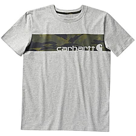 Toddler Boys' Grey Heather Camo Stripe Graphic Crew Neck Short Sleeve T-Shirt