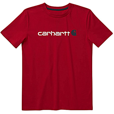 Little Boys' Red Signature Logo Graphic Crew Neck Short Sleeve T-Shirt