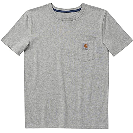 Little Boys' Gray Heather Tractor Graphic Crew Neck Short Sleeve T-Shirt w/Pocket