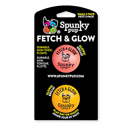 Small Fetch & Glow Ball Dog Toy Assorted - 2 Pk