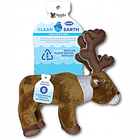 Clean Earth Brown Plush Caribou Dog Toy