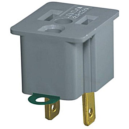 Gray Grounding Outlet Adapter