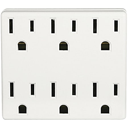 6-Outlet White Grounding Adapter