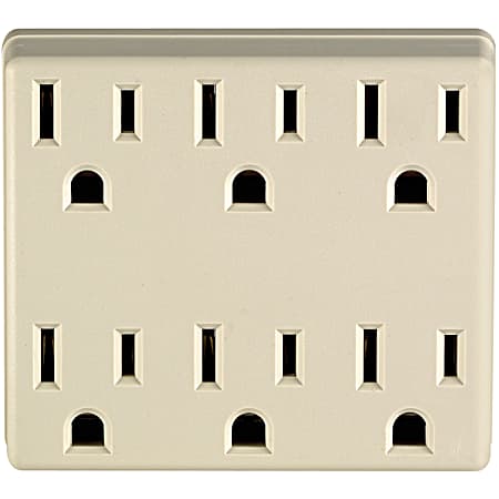 Leviton 6-Outlet Ivory Plug-In Grounding Adapter