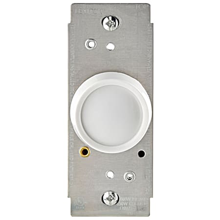 White Rotary Push On/Off Single Pole Dimmer Switch
