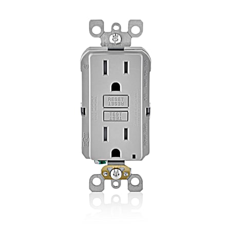 15A-125V Light Gray Self-Test SmartlockPro Slim GFCI Tamper-Resistant Receptacle w/ LED Indicator