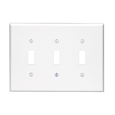 Leviton Three-Gang Toggle Switch Midway Size White Wall Plate