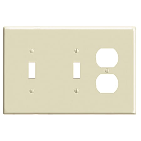 Leviton Combination Device Three-Gang Two-Toggle One-Duplex Midway Size Ivory Wall Plate
