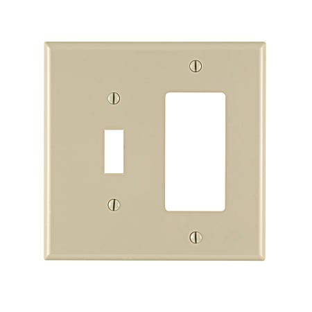 Leviton Decora Two-Gang One-Toggle Midway Size Ivory Nylon Combination Wall Plate