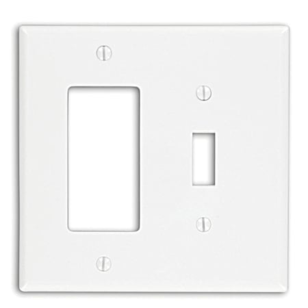 Leviton Decora Two-Gang One-Toggle Midway Size White Nylon Combination Wall Plate