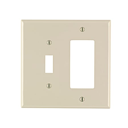 Leviton Decora Two-Gang One-Toggle Midway Size Light Almond Nylon Combination Wall Plate