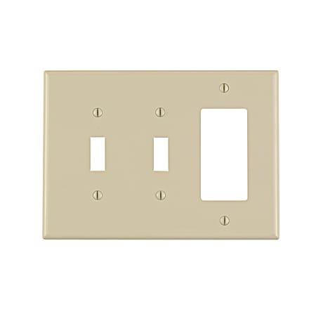 Decora Three-Gang Two-Toggle Midway Size Ivory Nylon Combination Wall Plate