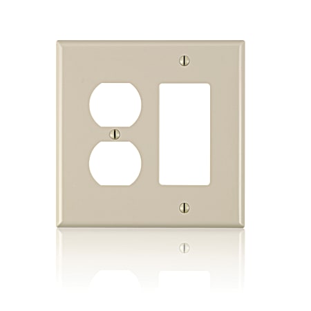 Leviton Decora Two-Gang One-Duplex Midway Size Ivory Nylon Combination Wall Plate