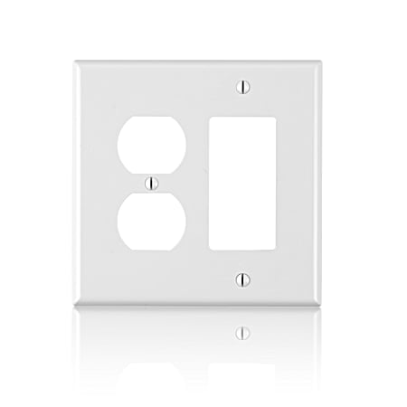 Decora Two-Gang One-Duplex Midway Size White Nylon Combination Wall Plate
