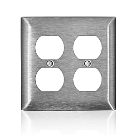 Two-Gang Two-Duplex Stainless Steel Outlet Wall Plate