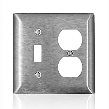 Two-Gang One-Toggle One-Duplex Stainless Steel Outlet Wall Plate