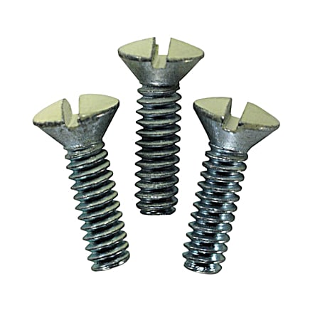 1/2 in Ivory Replacement Wall Plate Slotted Screws - 6 Pk