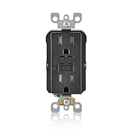 Leviton 15A-125V Black Self-Test SmartlockPro Slim GFCI Tamper-Resistant Receptacle w/ LED Indicator