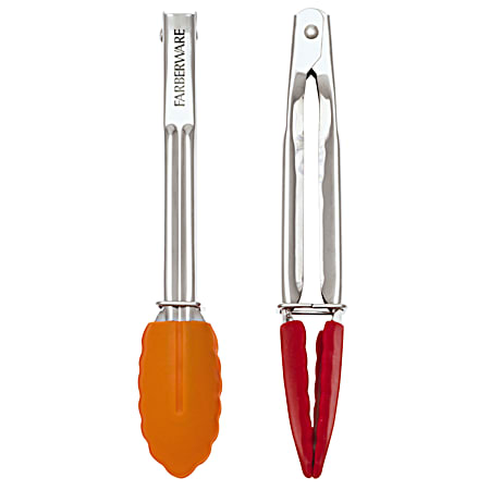 Farberware Classic Red & Orange Silicone Tip Mini Tongs - 2 Pk