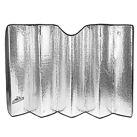 Universal 55 In. x 27.5 In. Silver Single Bubble Mylar Design Folding Sun Shade