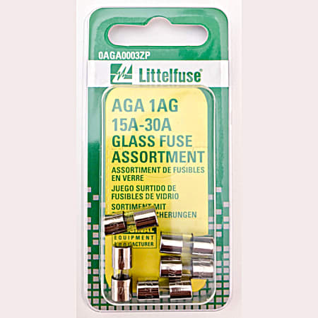 Littelfuse AGA 1AG 15A-30A Glass Fuse Assortment