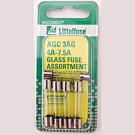 Littelfuse AGC 3AG 4A-7.5A Glass Fuse Assortment