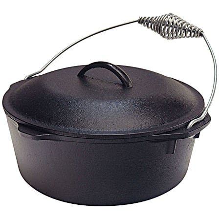 Black Traditional Cast Iron Dutch Oven w/ Wire Bail Handle