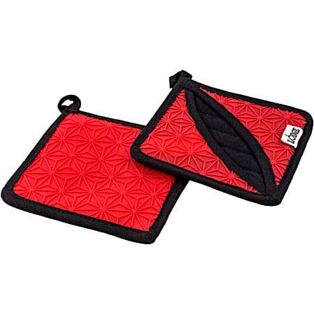 Red/Black Silicone & Fabric Potholder