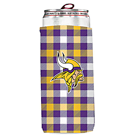 Minnesota Vikings Plaid Slim Can Cooler