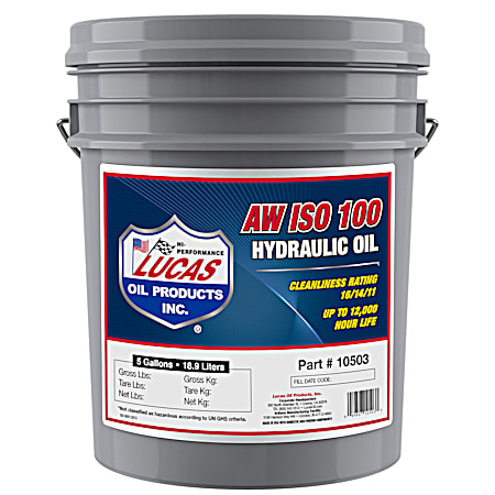 Lucas Oil 5 gal AW ISO 100 Hydraulic Oil