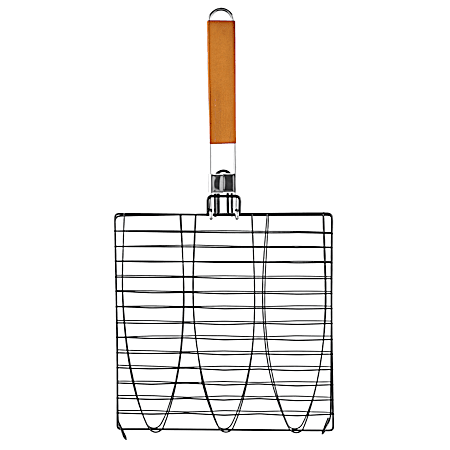 Triple Non-Stick Fish Basket w/ Folding Handle