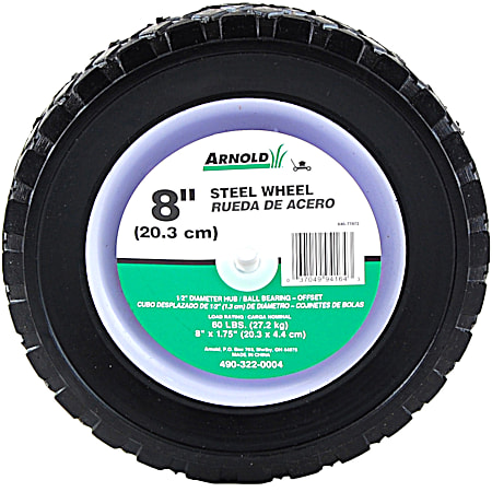 Arnold 8 in Steel Wheel w/ Diamond Tread & Ball Bearing